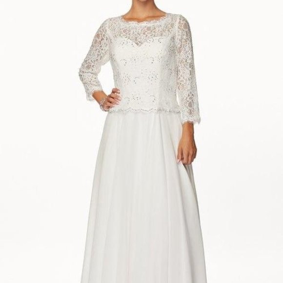 Bateau Neck Long Sleeve Evening Dress JT630W - Picture 1 of 5